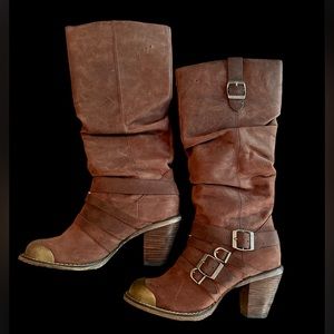 Durango Women's Heeled Boots - Brown with Buckle Accents